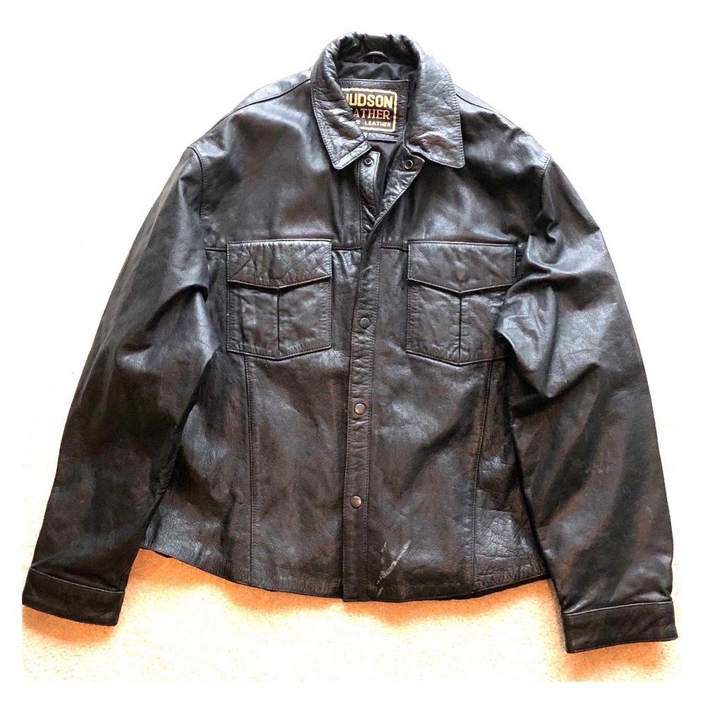 Hudson’s Leather men’s black button up jacket